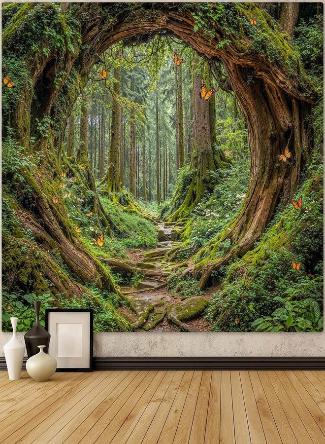 Accnicc Forest Tapestry Green Nature Tree Wall Tapestry for Bedroom Aesthetic Jungle Outdoor Landscape Large Tapestries Wall Hanging for Dorm Living Room Decor 80 x 60 Inch - Image 1